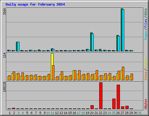 Daily usage for February 2024