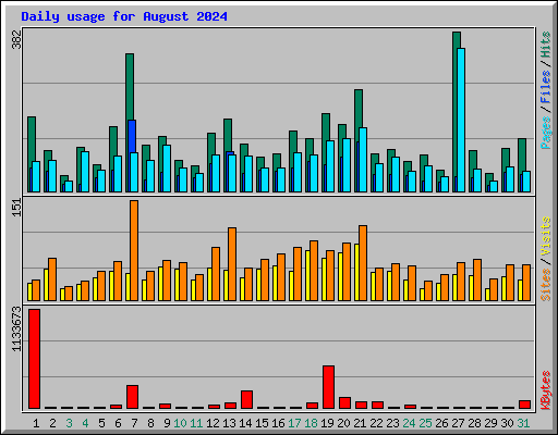 Daily usage for August 2024