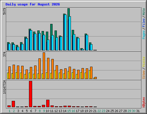 Daily usage for August 2026