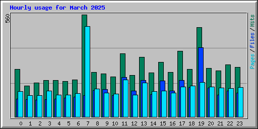 Hourly usage for March 2025